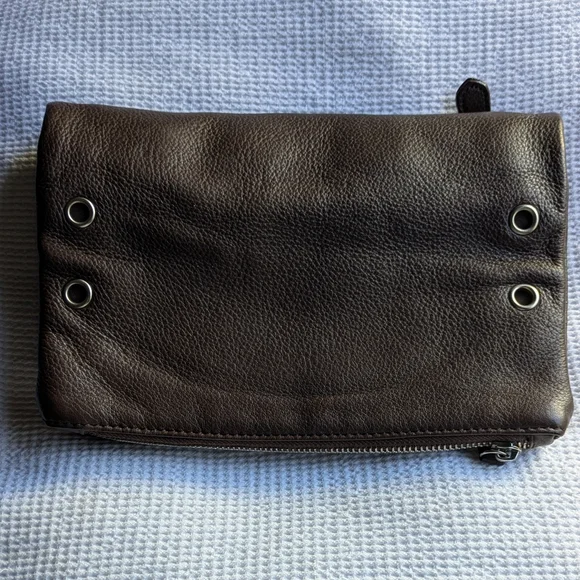 Leather Dark Brown Women's Bag/Clutch. W 9.5 in X L 13.5 - Picture 5 of 5